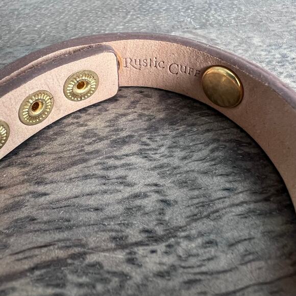 Rustic Cuff Brown and Gold Leather Adjustable Bracelet - Picture 5 of 7